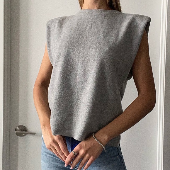 Zara Sweater Tank with Shoulder Pads - Picture 2 of 4